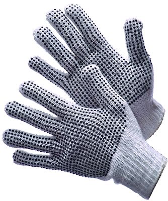 25 DOZEN 300 PAIR STANDARD STRING KNIT PVC DOT BOTH SIDES WORK GLOVES MAN(LARGE)