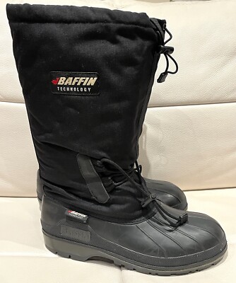 Baffin Technology Winter Boots Men's Size 10 Black Nylon / Rubber Made in Canada