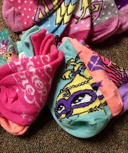 Toddler Girls Shimmer & Shine / Super Heroes Ankle Socks 10 Pairs- Small 4 - 7.5