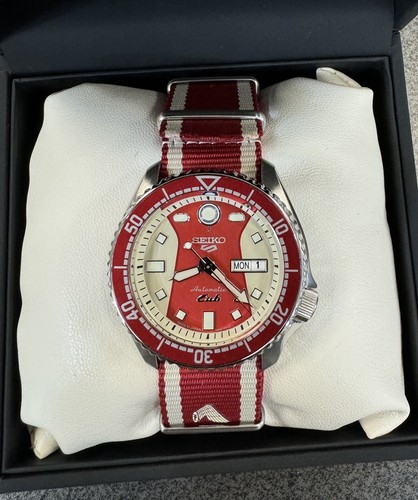 Pre-owned Seiko 5 Sports Men's Honda Super Cub Limited Edition Automatic Watch Srpl23 Red