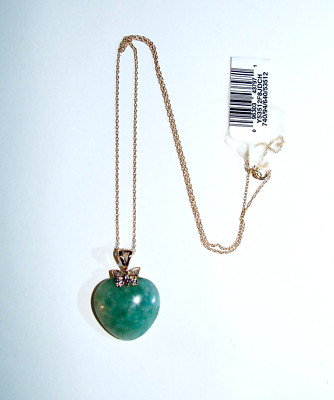 ALWAND VAHAN 14K YELLOW GOLD DIAMOND BUTTERFLY JADE HEART PENDANT 16'' NWT ESTATE