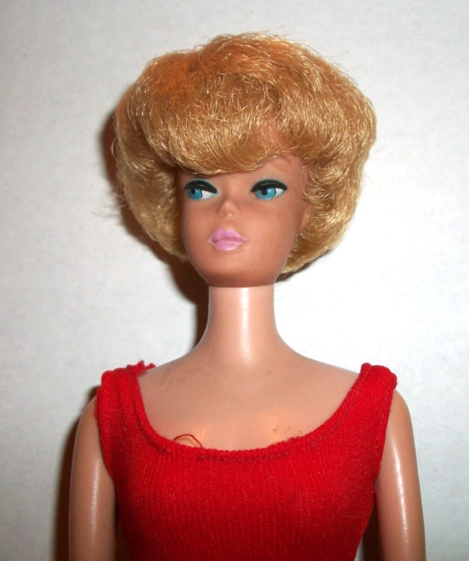 Vintage 1960s Blonde Bubblecut Barbie Doll Bubble Gum Lips & Swimsuit Japan 10