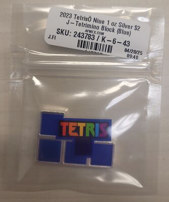 2023 Tetris™ Niue 1 oz Silver $2 J-Tetrimino Block (Blue) | eBay
