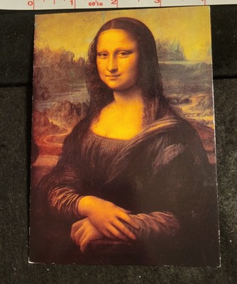 Postcard Mona Lisa Paris Leonardo da Vinci exhibit souvenir Unused edge wear