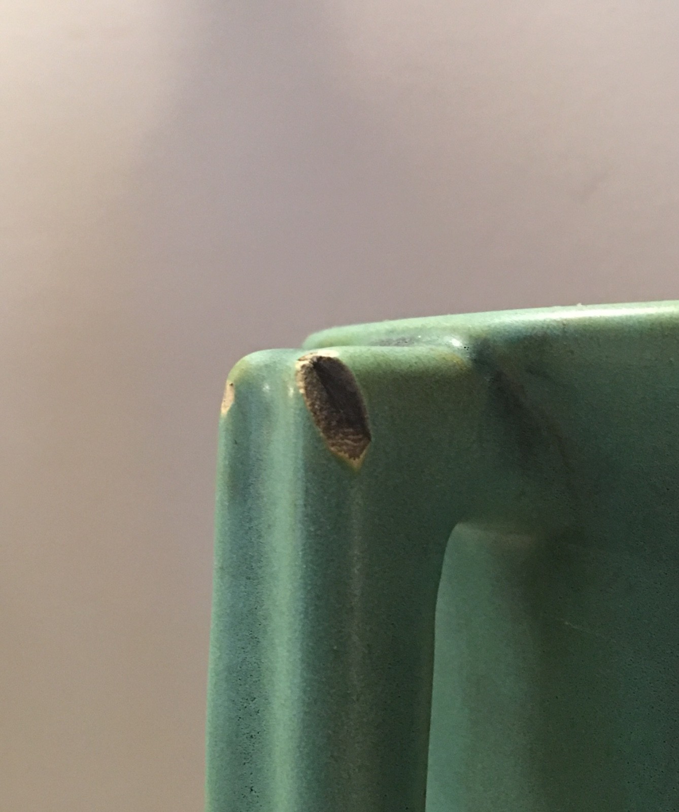 TECO POTTERY 4 HANDLE MATTE GREEN BUTTRESS VASE