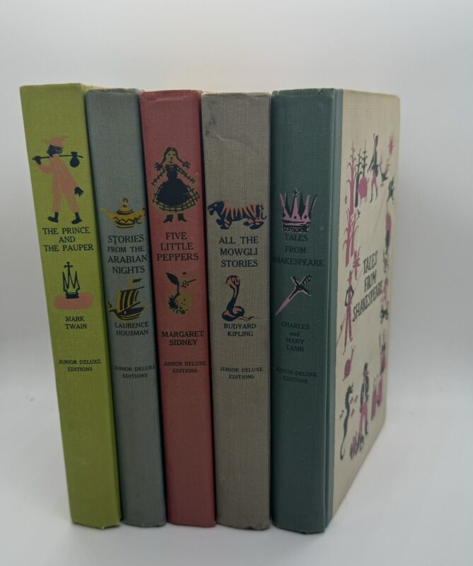 Misc Lot Of  5 Junior  Deluxe Edition Hardcover Books Vintage , Twain, Kipling