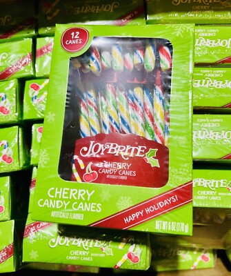 JoyBrite Cherry Candy Canes~ 12 Canes Per Box