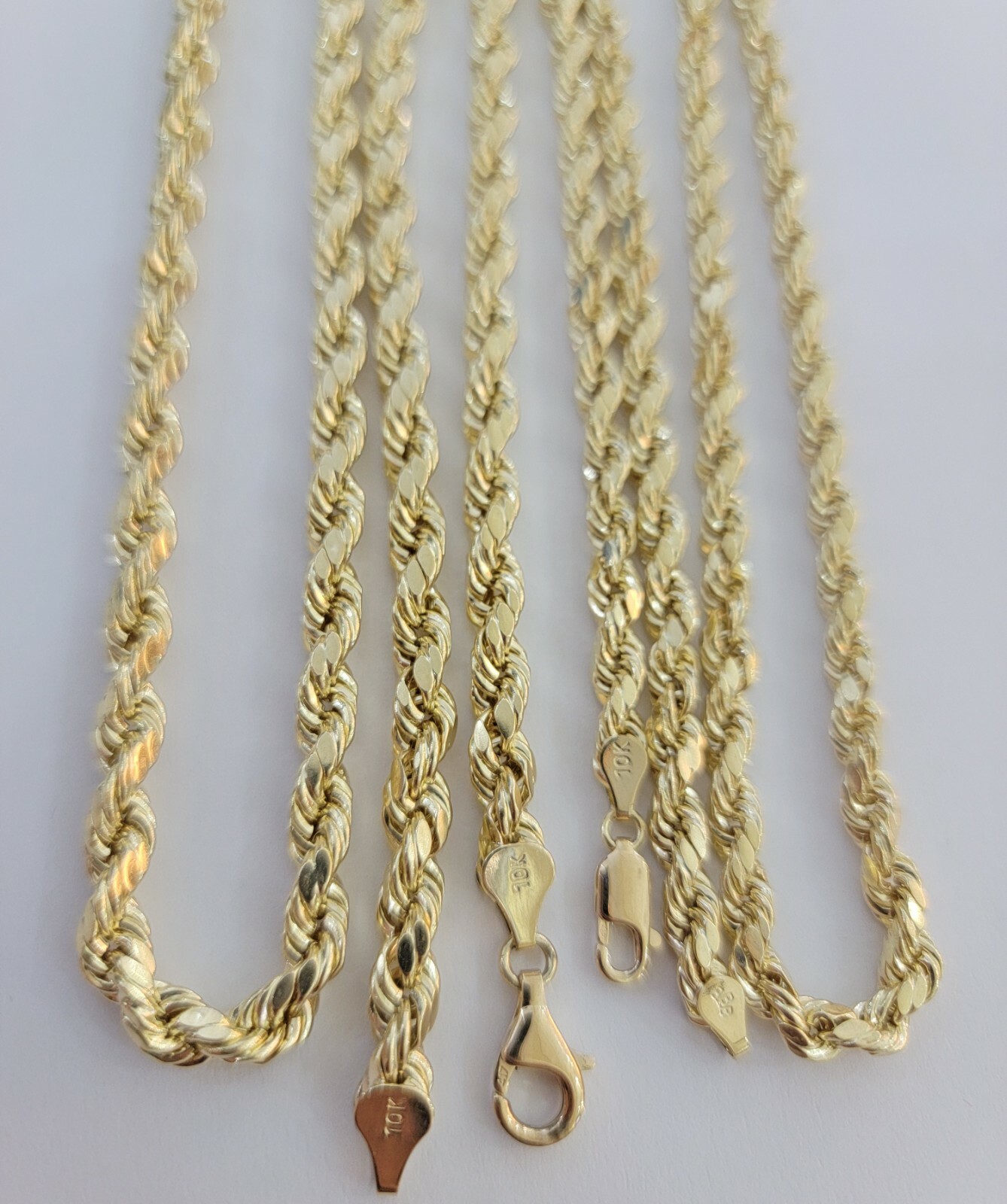 Pre-owned My Elite Jeweler Real Gold 10k Rope Chain Necklace 5mm 18"-30" Inch Yellow Gold Diamond Cut Men's