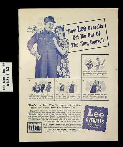 1940 Lee Overalls Mens Clothing Jeans Vintage Print Ad 17769