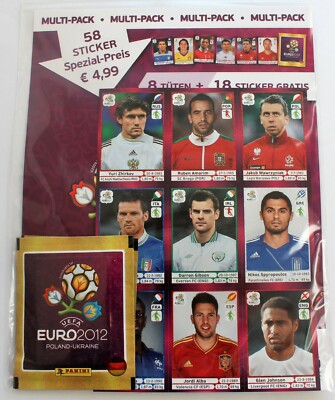 Panini EURO 2012 - Multipack Deutsche Version mit 8 Tüten + 2 x Stickersheet NEU