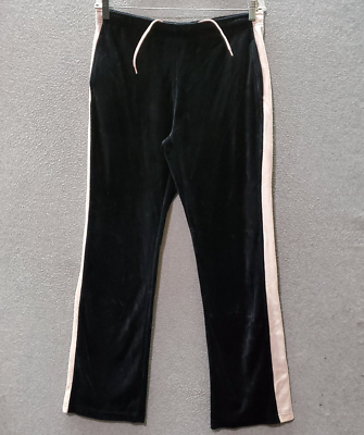 Puma Women Activewear Track Pants Large Black Pink Velour Straight Side  Stripe