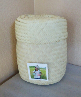 Globein Lidded Weave Basket Box Handwoven by Emilia Garcia Mexico