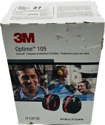 3M Peltor Optime 105 Red/Black Hard Hat Mount Earmuffs W/27 dB NRR