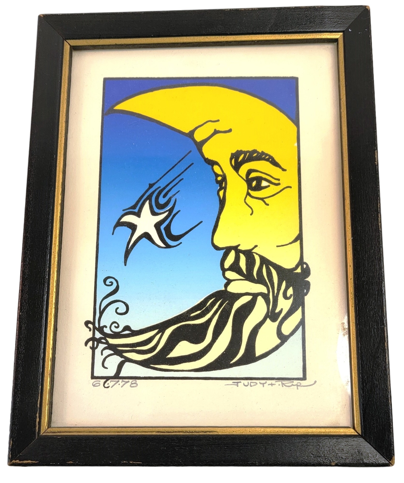 Untitled Man of the Moon by Rip Bodman Studio In The Sky 1978 Serigraph Signed
