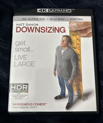 Downsizing (4K Ultra HD + Blu-Ray, NO DIGITAL, 2017), GEM MINT COND., FREE SHIP!