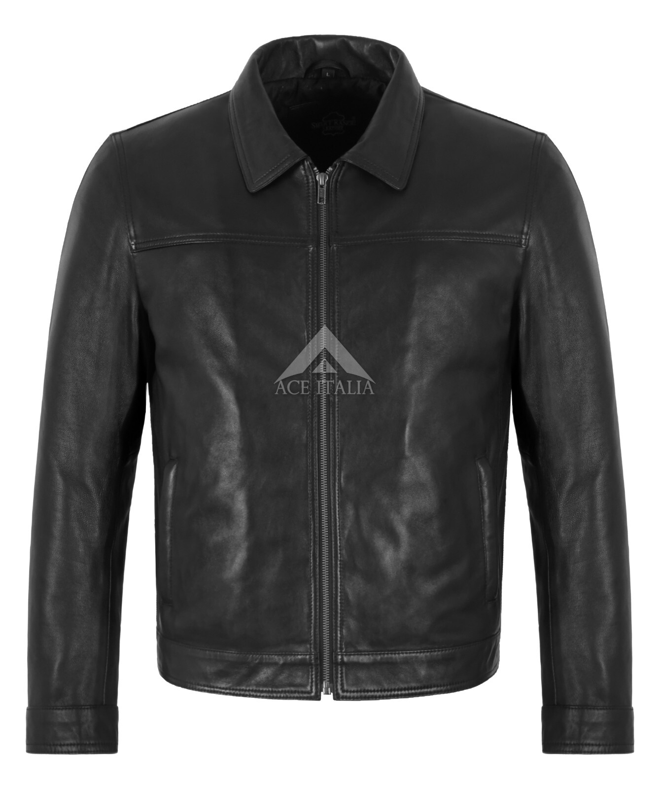 Men's Classic Collared Casual Leather Jacket Retro Street