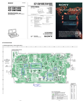 SONY ICF-SW100S INSTRUCTION + SERVICE MANUALS + COLOR AD + 11x17'' COLOR DIAGRAMS
