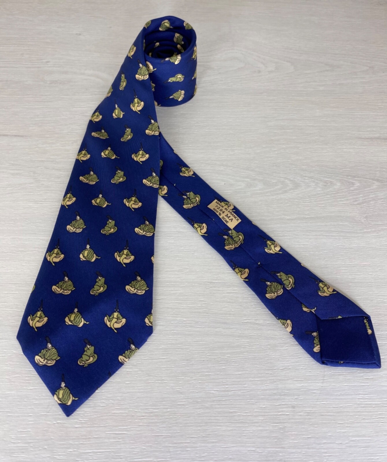 Hermes Tie 100% Silk Mens 7284 MA Blue Color Japan People