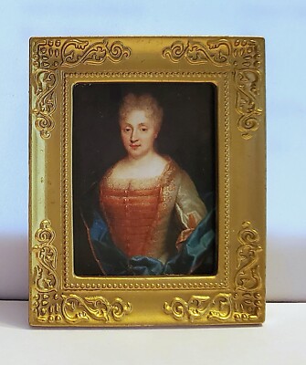MINIATURE REPRO MASTERPIECE PORTRAIT Madame de La Fayette Pioche by Mignard 1685