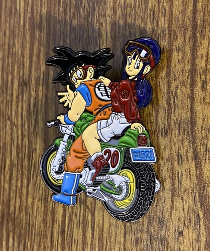Dragon Ball Z Goku Chi Chi DBZ Motorcycle Enamel Pin Badge