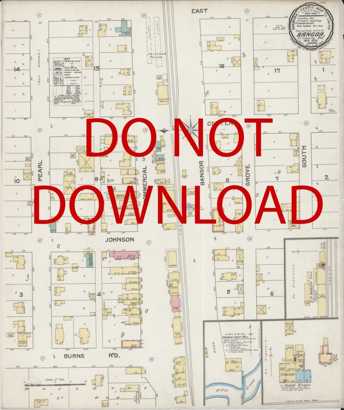 1892 Historical Fire Map Bangor Wisconsin 17" X 22" VERY