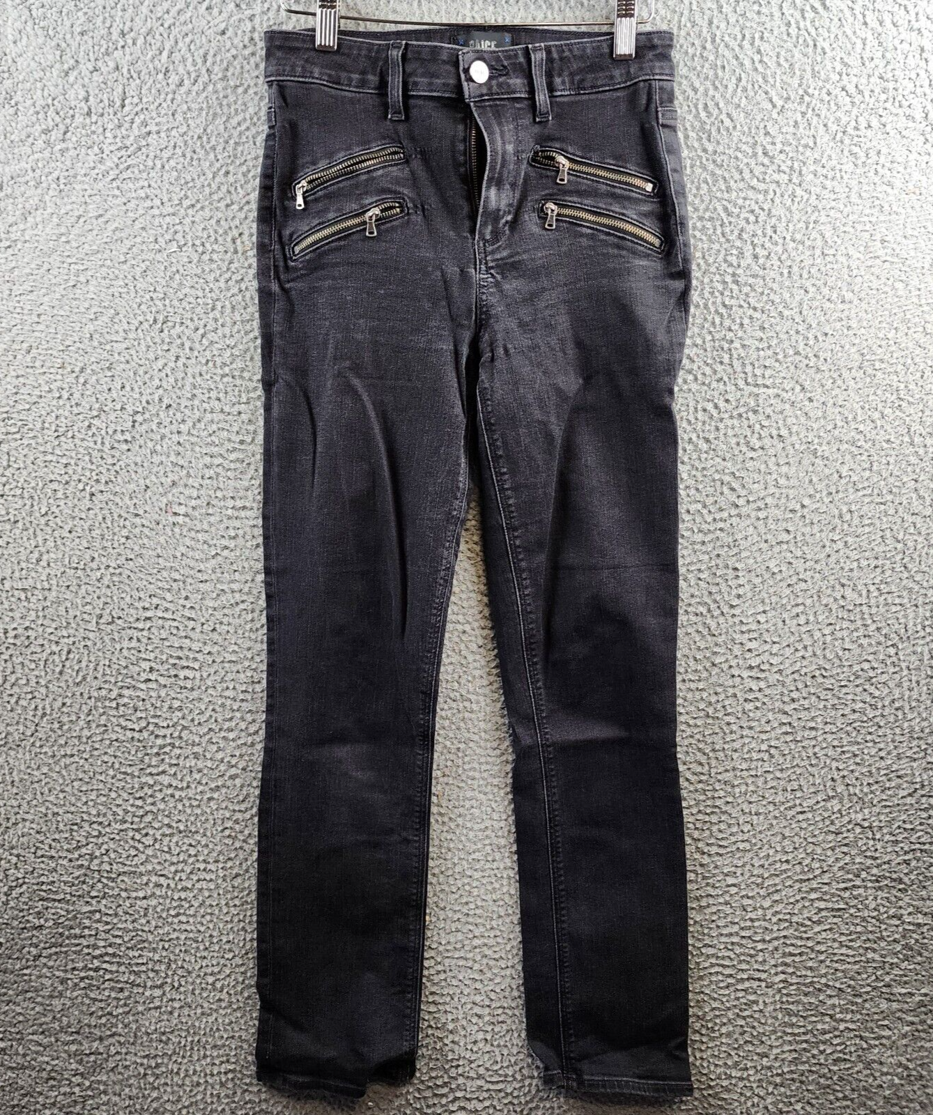 PAIGE Edgemont High Rise Ankle Straight Jeans Women's 27 Scorpio Zip Pockets - Picture 2 of 16