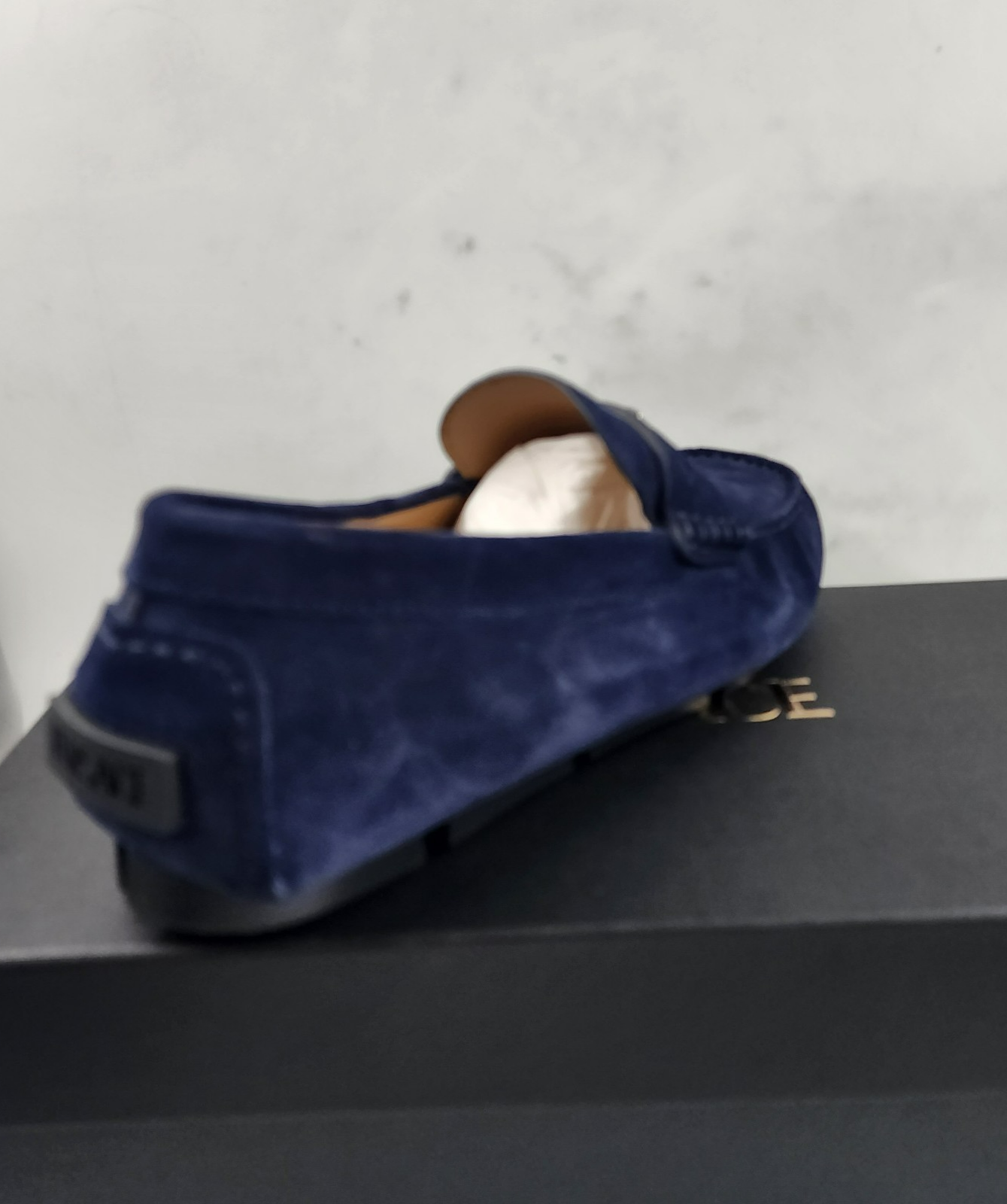 Versace Medusa Penny Loafers Men's 42.5/9.5US Blue Stitched Moc Toe Slip On - Picture 10 of 24