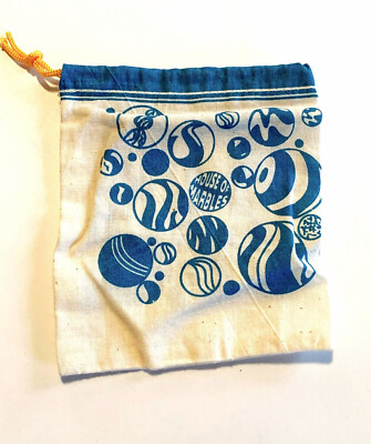Printed Marble Cotton Bag Choice of Blue or Red Drawstring Closure Sturdy Cloth