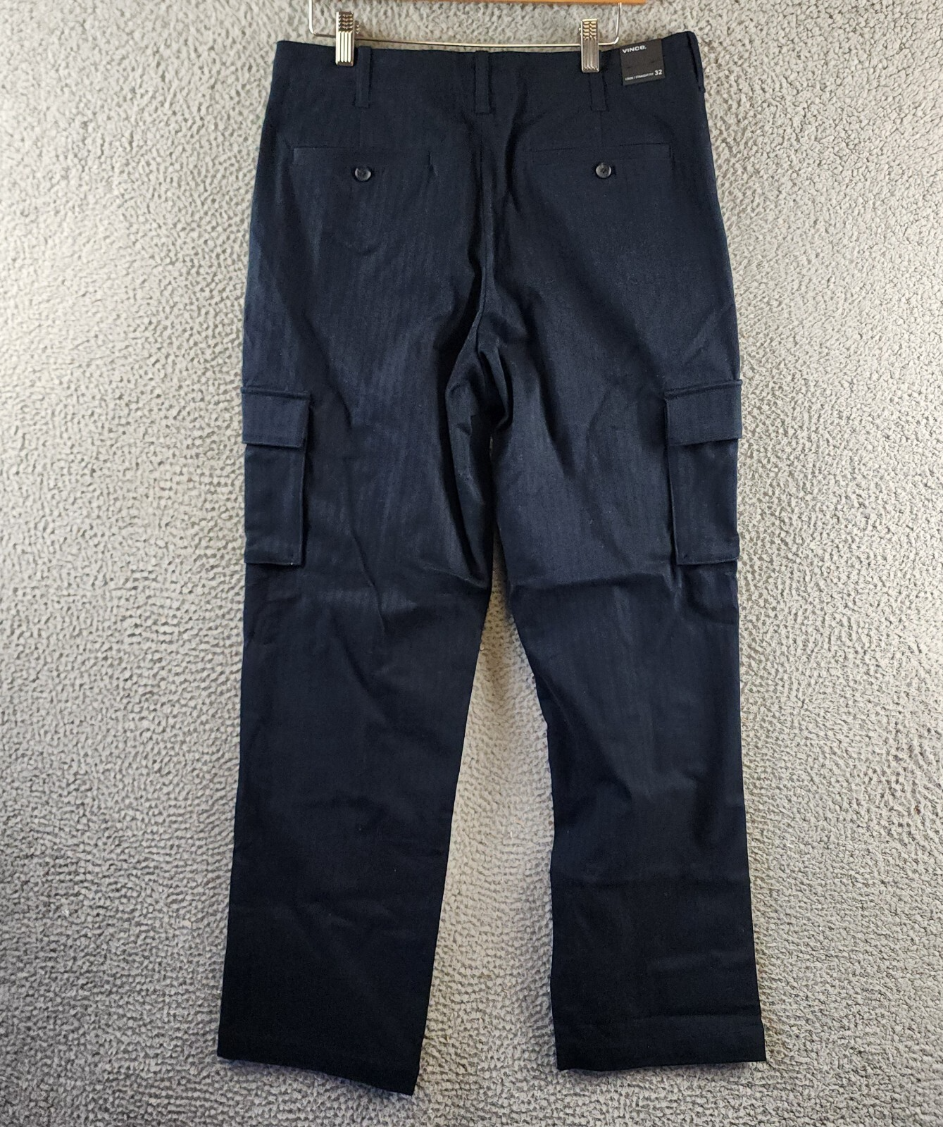 Vince Herringbone Cargo Pants Men's 32 Coastal Blue Straight Leg Mid Rise - Picture 15 of 18
