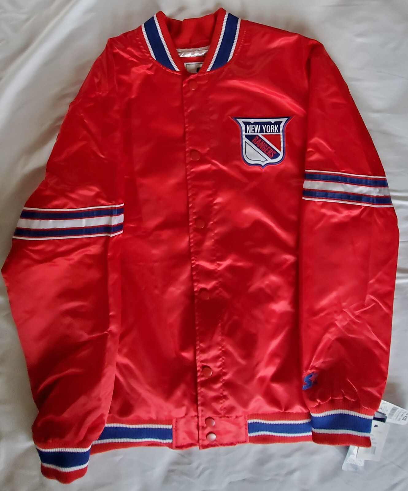 Starter New York NY Rangers Red Satin Varsity Jacket