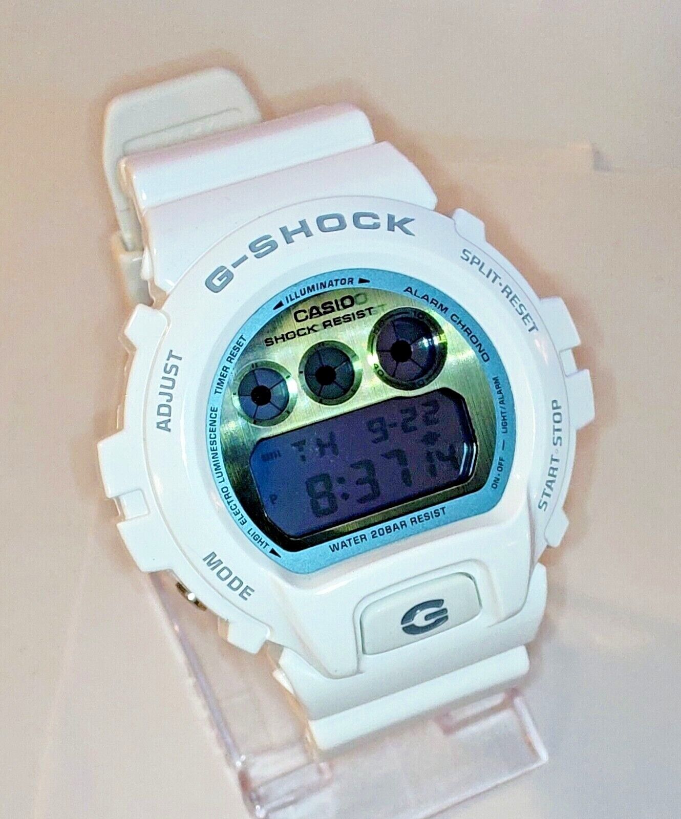 Casio G-Shock DW-6900PL-7 Watch in White with mirrored face Casio G-Shock DW-6900PL-7 Watch in White with mirrored face