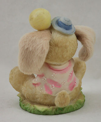 Easter Rabbit Figurine K Collection Girl Fur Ears Balloon Easter Decor
