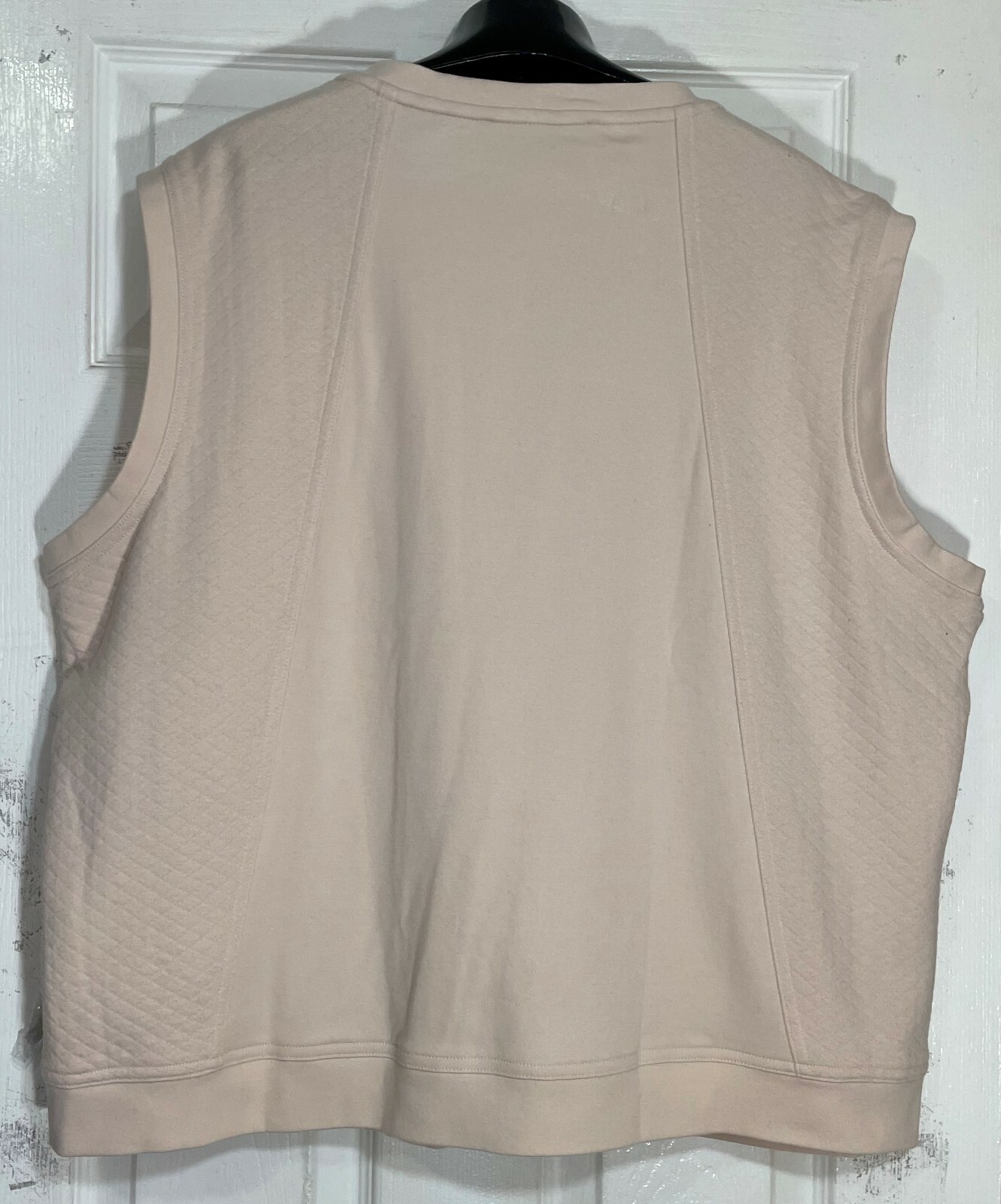 NEW Joan Vass women size 3X quilted vest cotton Spandex front pockets misty rose