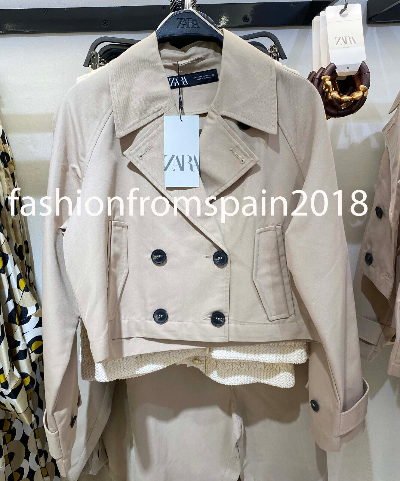ZARA NEW WOMAN SHORT TRENCH-STYLE JACKET ECRU XS-XXL 3046 ZARA NEW WOMAN SHORT TRENCH-STYLE JACKET ECRU XS-XXL 3046
