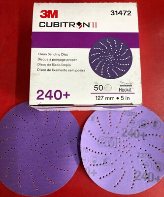 3M 31472 CUBITRON II HOOKIT 5'' INCH CLEAN SANDING ABRASIVE (50) DISCS 240+ GRIT