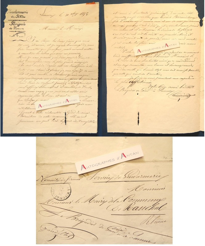 â Gendarmerie / Brigade De Lamures (Sur Azergues) 1852 - RhÃ´Ne - Lettre Au Maire