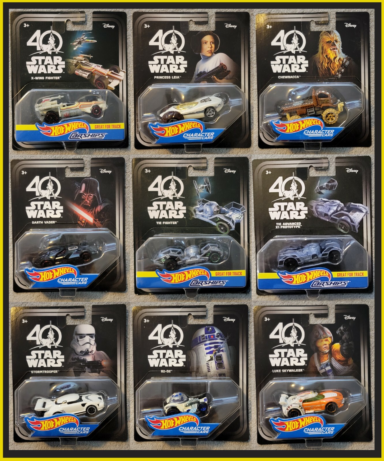 Character Cars 9pk Lot Set 2017