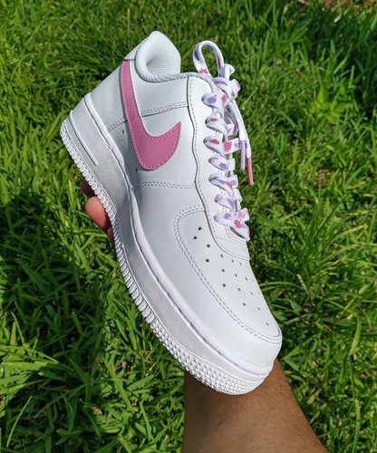 Pre-owned Nike Air Force 1 07 Womens White Lilac Pink Custom Multi Size Girls Gs Af1