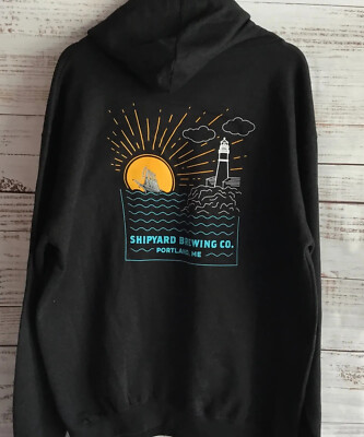 Shipyard Brewing Company Portland, ME Graphic Black Hoodie Men s Size XL New