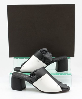 LA CORTE DELLA PELLE WOMENS HEELS MULE BLOCK UK 3.5 EU 36 BLACK WHIT RRP £150 KT
