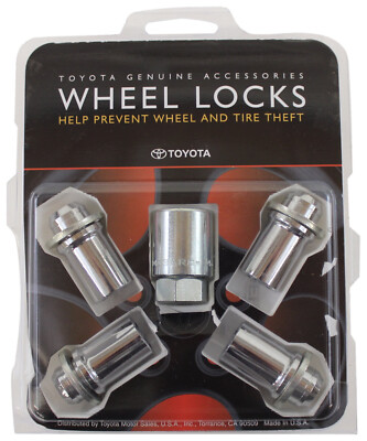 New OEM Genuine Toyota 4pc Chrome Aluminum Alloy Wheel Locks Set 00276-00901