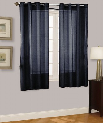 2PC SOLID SHEER INDOOR PANEL 8 GROMMETS WINDOW CURTAIN VERSATILE RUBY SEE THRU