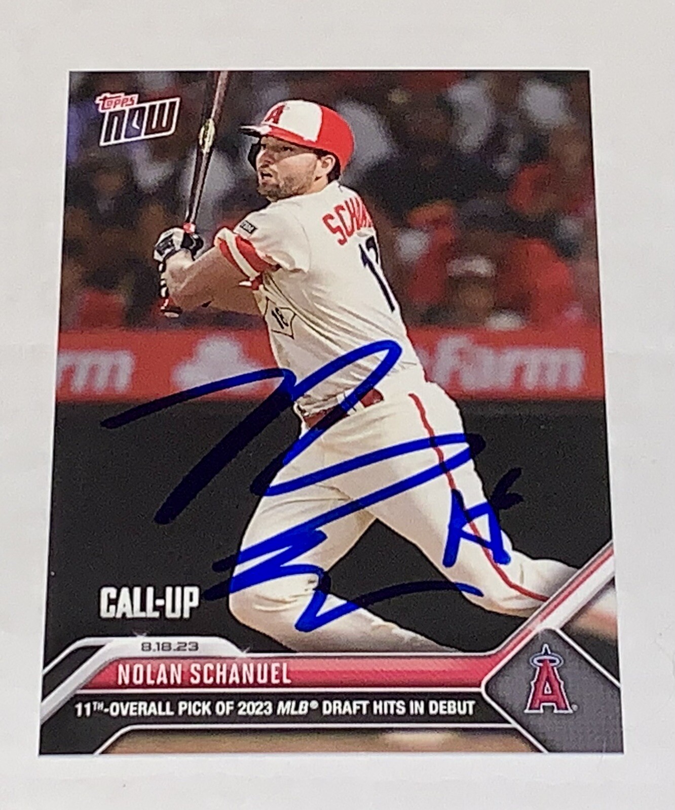 Nolan Schanuel SIGNED 2023 Topps Now SP RC #725 Auto Los Angeles Angels