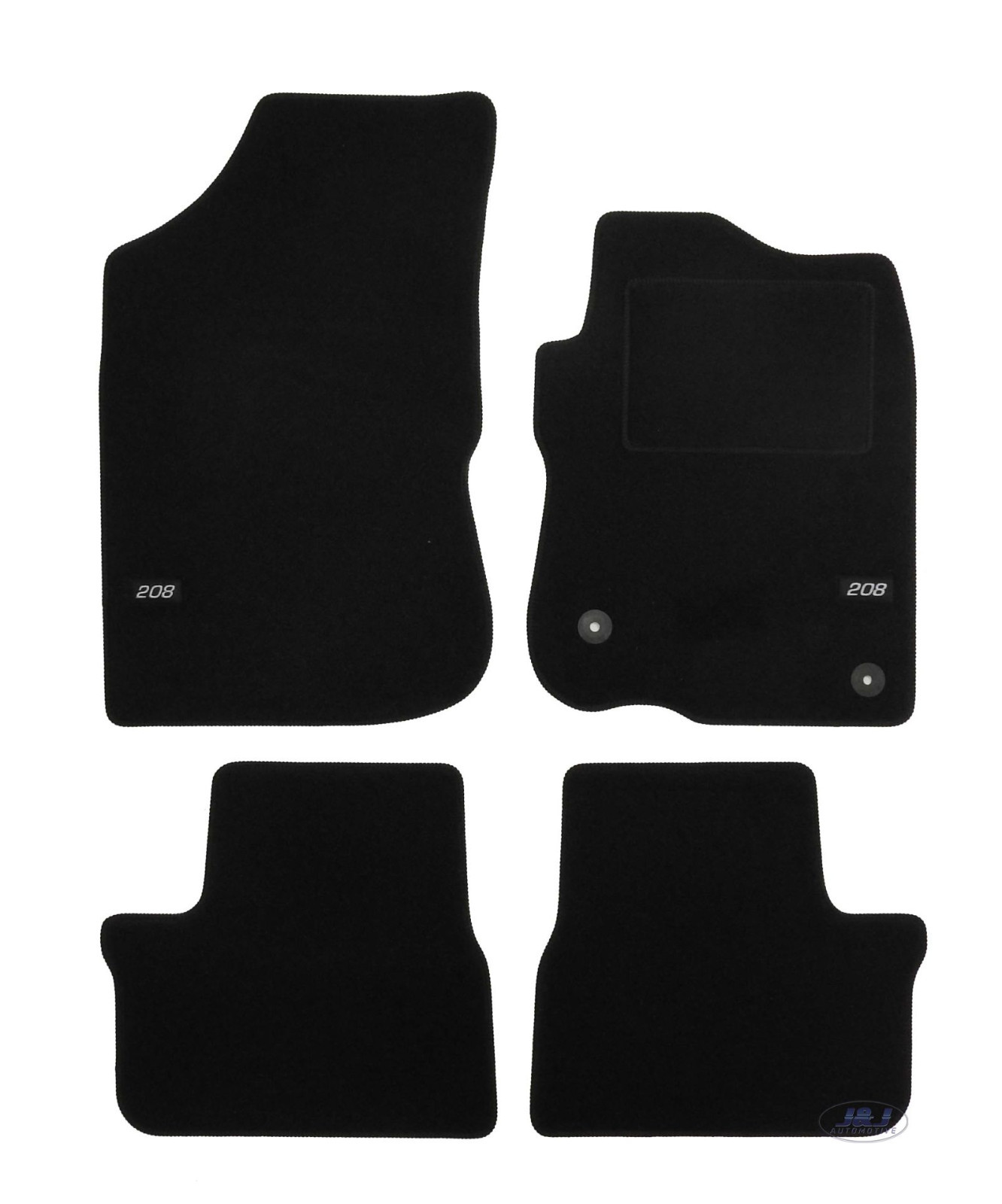 TAILORED Black floor Car Mats with logo for PEUGEOT 208 20122019 4pcs