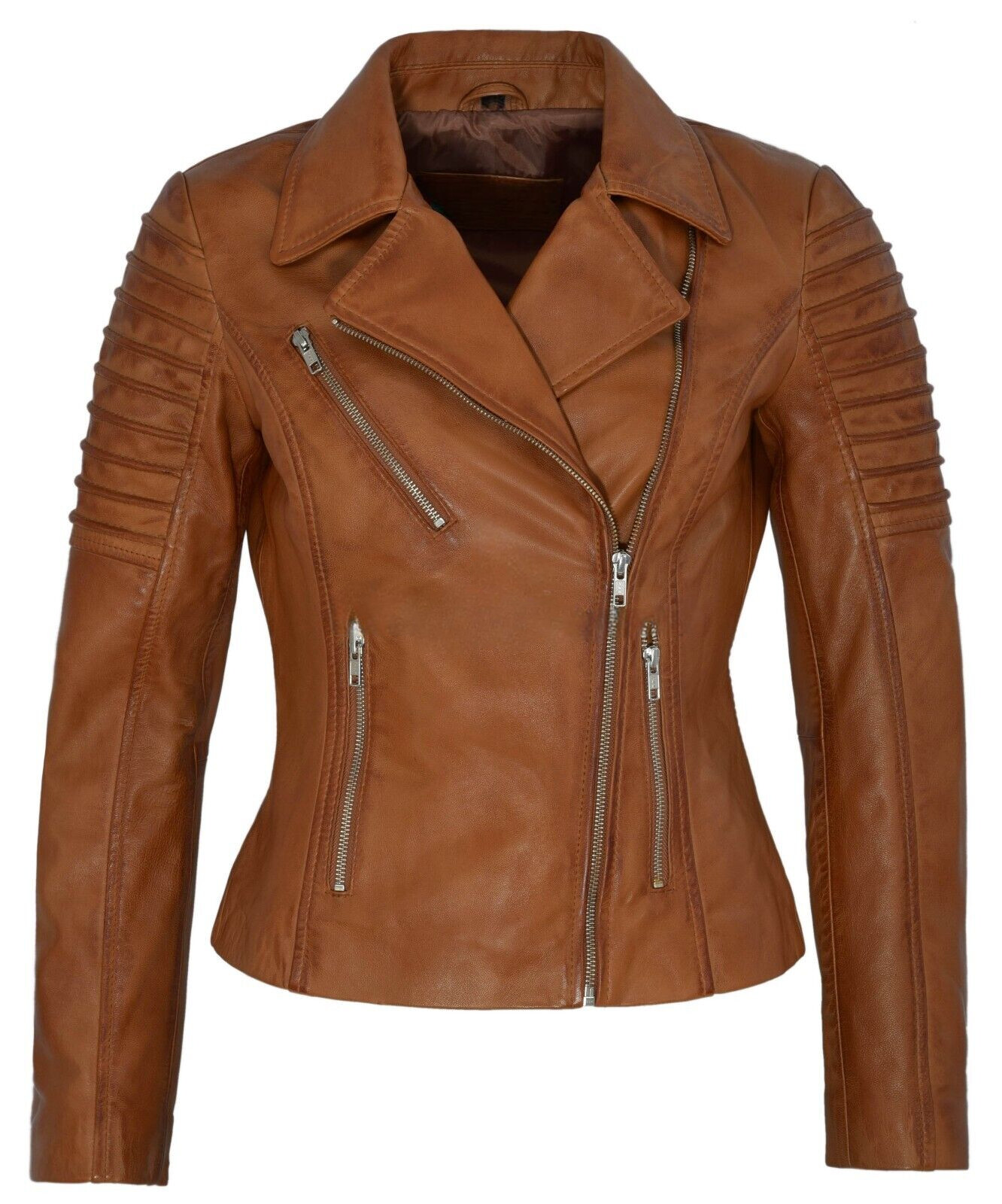 Ladies & Women's Tan Leather Jacket New Fashion Stylish