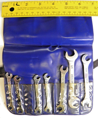 Vintage METEOR Open End IGNITION WRENCH Set USA 15/64''  to 1/2'' Missing One