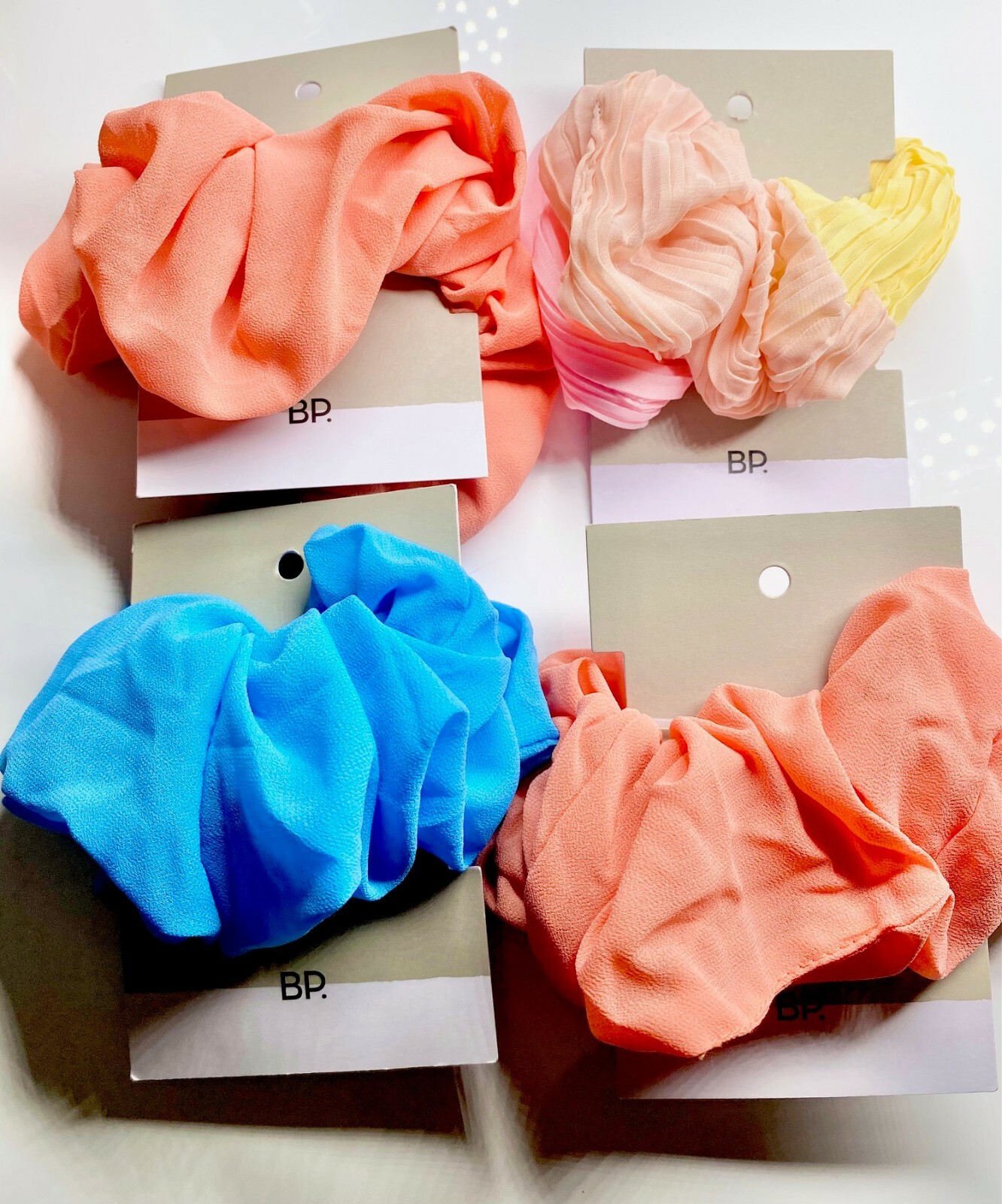 4 BP Nordstrom BIG LARGE XL Резинки для волос Puffy Scrunchie с конским хвостом НОВЫЙ Синий Оранжевый