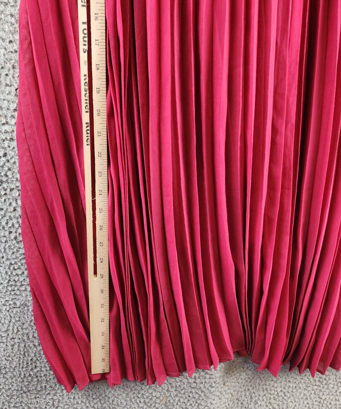 Adrienne Landau Onyx Pleated A Line Skirt Women's L Maroon Zipper Back Closure - Picture 7 of 15