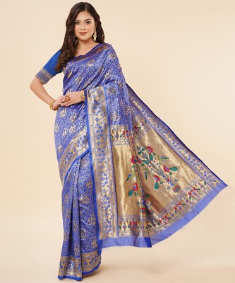 Areca Designer Paithni Brocade Butto saree blouses women Saree Cut-5.5 Meter