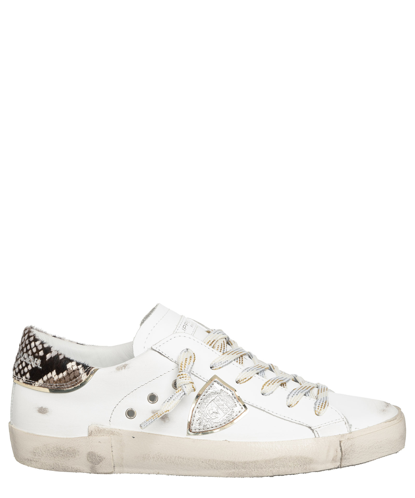 PHILIPPE MODEL PHILIPPE MODEL SNEAKER DAMEN PRSX PRLD-VY09 VEAU PYTHON - BLANC BEIGE LEDER